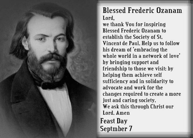 Portrait of Blessed Frédéric Ozanam with his prayer